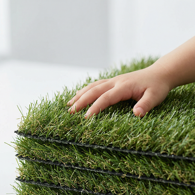 main sur gazon synthétique qualité fibres toucher pelouse artificielle